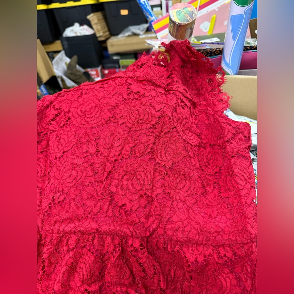 NWOT Kate Spade Poppy Red Lace Midi Dress Size 12 - Picture 3 of 6
